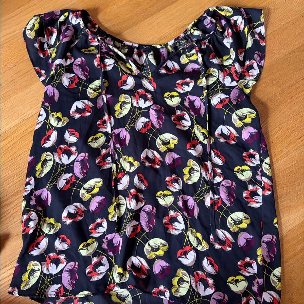 Ann Taylor Factory Black Floral Blouse